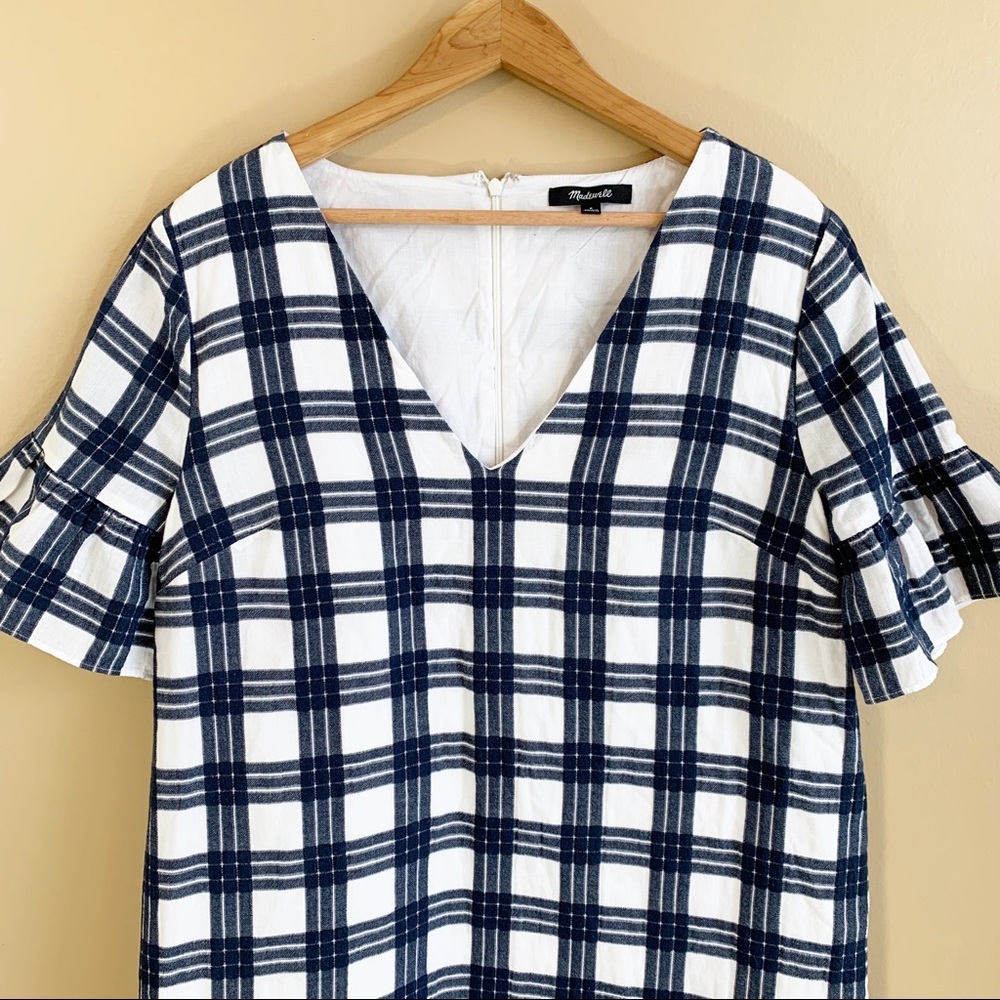 Madewell plaid dress bell sleeve tunic RELISTED - Picture 2 of 13